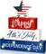 4 Pcs Happy 4th of July Wooden Block with Light LED Memorial Day Tabletop Centerpieces 10.8"H Light up Patriotic Wood Sign for Tiered Tray Decor